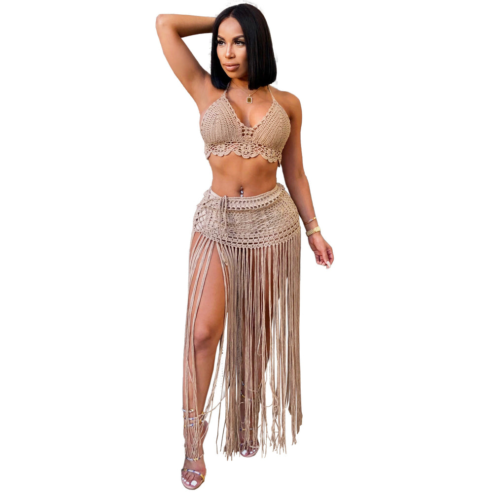 new arrival: hot-selling hand-crocheted sheer beach dress fashion set for women - perfect for  &