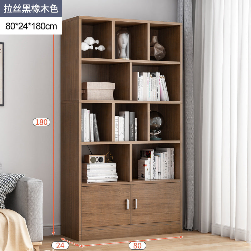 Simple bookshelf floor-to-ceiling against the wall, living room shelf layered storage rack, storage cabinet integrated, simple household bookcase
