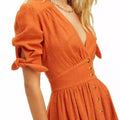 2026 cross-border amazon women's fashion: european and american style sexy deep v-neck long button-down long sleeve dress, short sleeve option available