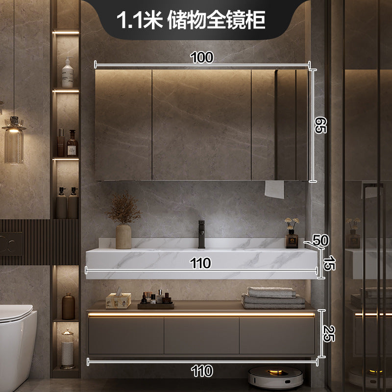 [Spot] Multifunctional storage rack, rock slab hot bending integrated basin, bathroom, washstand, face wash, bathroom cabinet combination