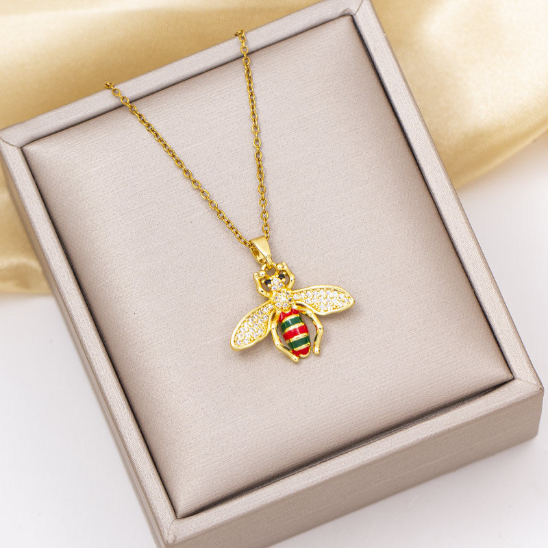 Necklace women's copper long zircon titanium steel electroplated animal pendant accessible luxury stylishclassyniche styleeasiest for match clavicle chain