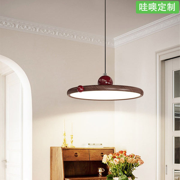 [Wow] Flying saucer chandelier simple modern home medieval retro chandelier walnut bar vertical lamp