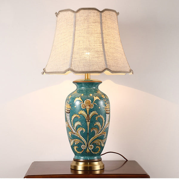 American retro hand-painted flower and bird ceramic table lamp large living room side several bedrooms bedside lamp luxury modern decorative lamp