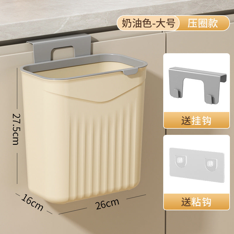 Kitchen hanging trash can for home cabinet wall hanging storage bucket plastic toilet bathroom trash can with lid wholesale
