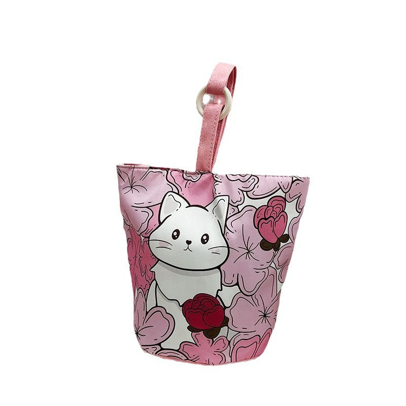 Kids hand-held lunch bag cute forest style lightweight work satchel bag for mothers to travel large capacity canvas bucket bag