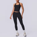 New arrival cross-border seamless pure color halter back tight-fitting suit sports running fitness yoga clothes two-piece set