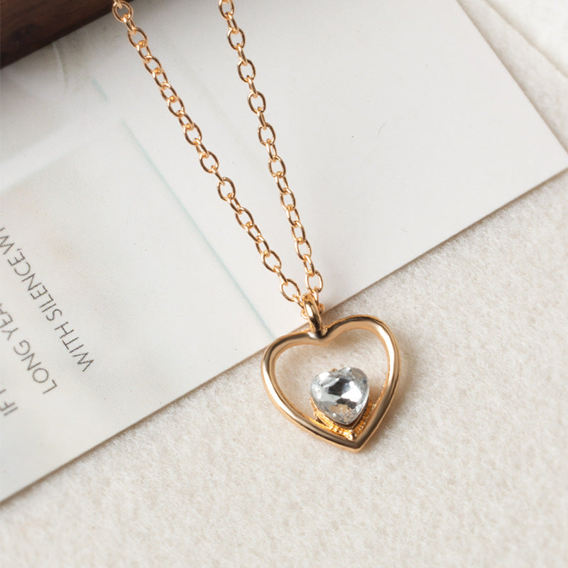 Wholesale heart necklaces: versatile european & american style jewelry, hollow-carved, diamond-accented, multi-layered alloy choker necklace - trendy ins style