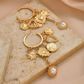 Wholesale big hoop earrings - european & american style, alloy sun & heart charms, light luxury, high-end pearl tassel earrings