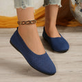 Exportnew arrivalplus size fly woven breathable shallow mouth flats women's knitting round toe lazy all year round work shoes  supply