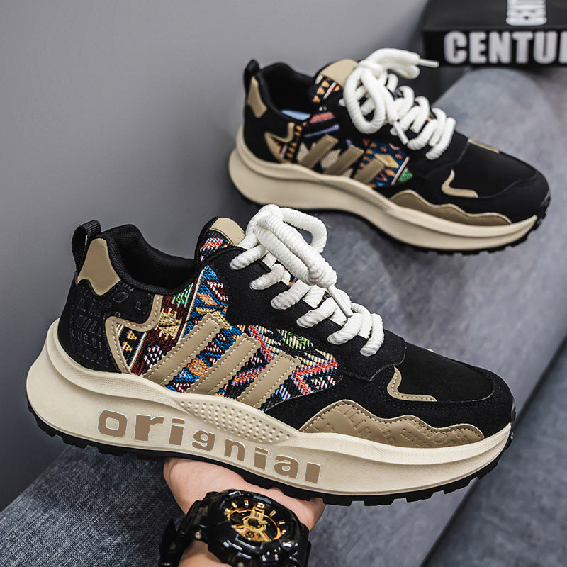 2026 spring new trendy versatile men's chunky sole sneakers, retro dad shoes, breathable casual shoes