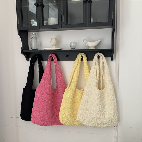 Bag large capacity women's Korean version single shoulder cloud pleated bucket bag simple casual tote bag small fresh bag women