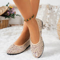 Export  spring new arrivalfashionplus size round toe flatsflats women's bean casual shoes fly woven women's shoes wholesale