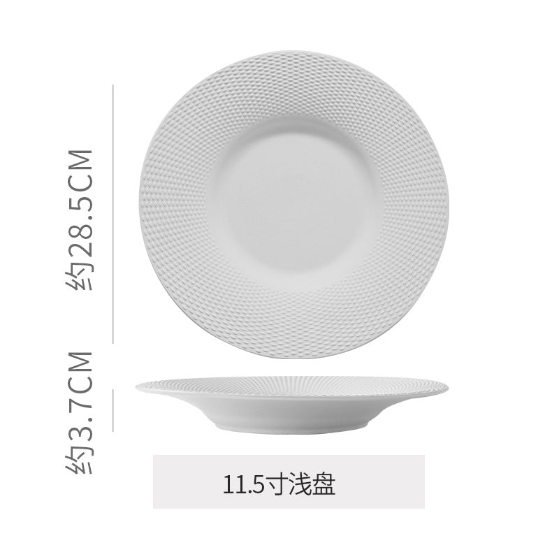 Hotel personalized frosted ceramic western dinnerware set - minimalist solid color polka dot business dinner plates