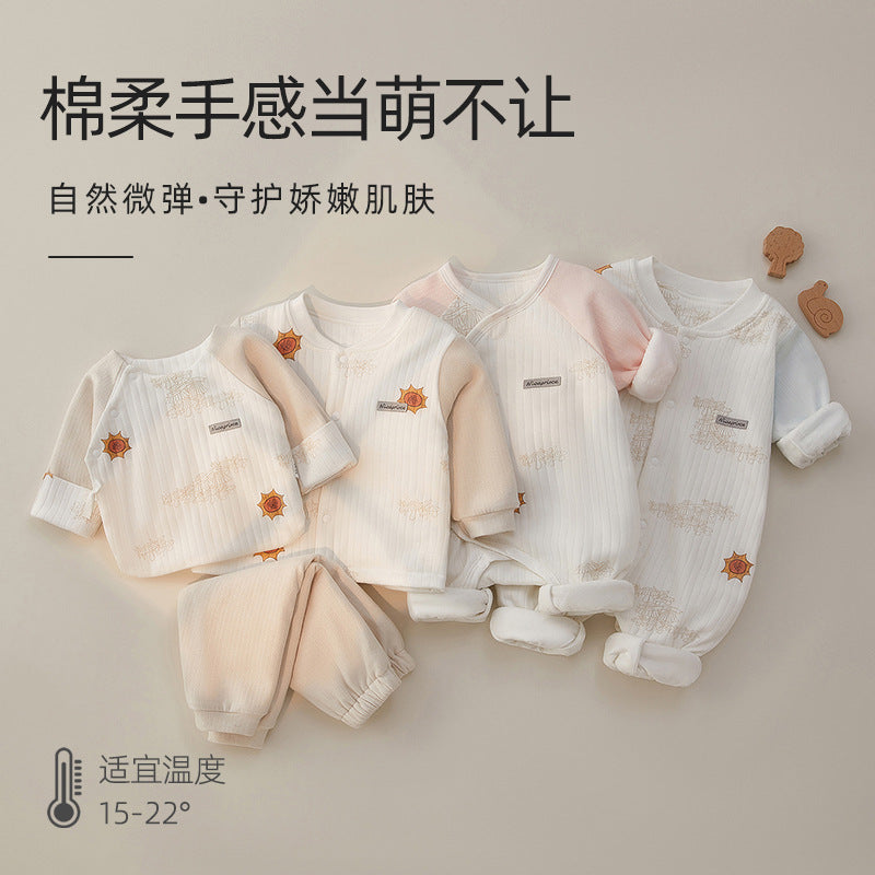 Babylon half-back romper - autumn/winter quilted top - infant & toddler clothing - warm monk suit - cute baby autumn outfit