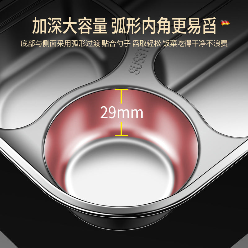 316 stainless steel lunch box food grade office worker sealed leak-proof bento box canteen portable divided lunch box set