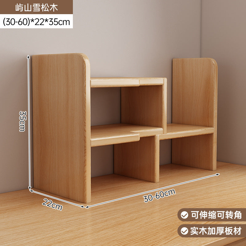 Solid wood core desktop bookshelf dormitory desktop storage office station storage simple corner multi-layer telescopic bookcase