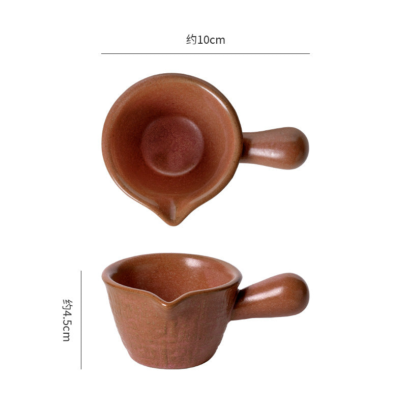 Retro ceramic stylish handle seasoning small milk dish dipping small milk cup sauce steak dessert sauce dessert dish