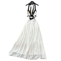 French seaside vacation elegant long skirt pure lust sexy sexy backless evening dress v neckhalter suspender dress