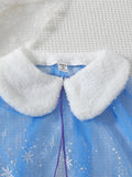 European and american cross-border autumn/winter holiday collection: snow princess tulle cape + dress two-piece set