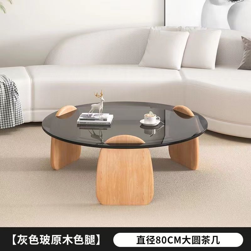 Tempered glass coffee table living room home round combination nordic popular style light luxury italian minimalist tea table small apartment