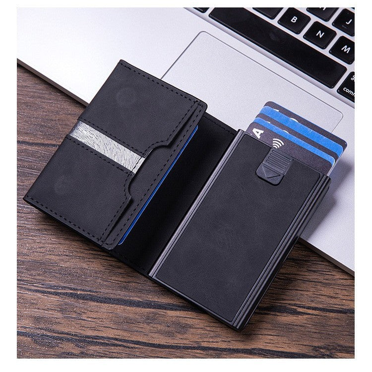 Cross-border metal card bag, card box, leather wallet, men's RFID multi-card anti-degaussing aluminum alloy business card holder