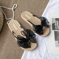 Women's slippers - 2024 summer new arrival: trendy bowknot flat sandals, versatile outdoor wear, waterproof soft sole, women's thong sandals