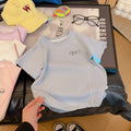 Kids' summer new arrivals: unisex color block t-shirts - versatile short sleeve dopamine crewneck tops, korean style casual children's wear