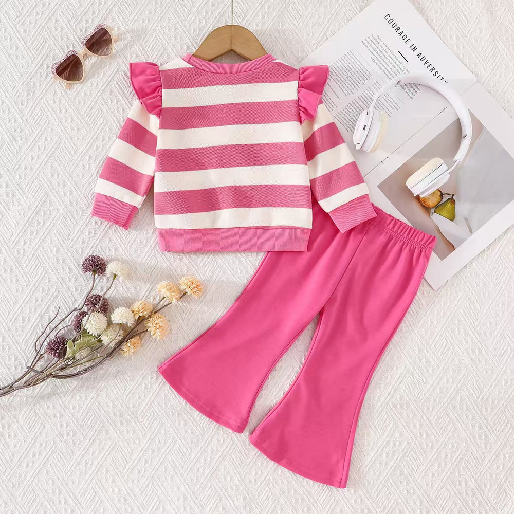 Baby clothing kids set children outfit girlstripessuit bell bottoms