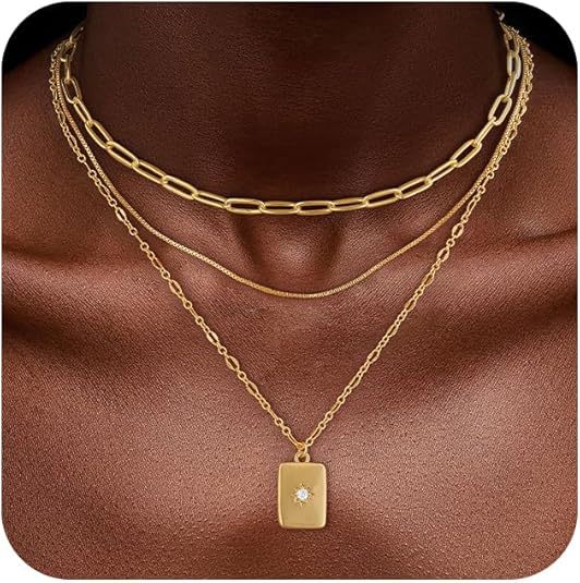 Brass real gold plated european and american cross-border hot selling minimalist twisted circle pendant fashion necklace for women - three layers