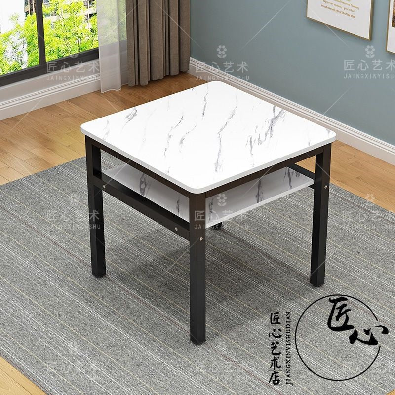 Simple double-layer dining table and chair combination square table for homeeconomic small apartment dining table and chair fashion storage small table