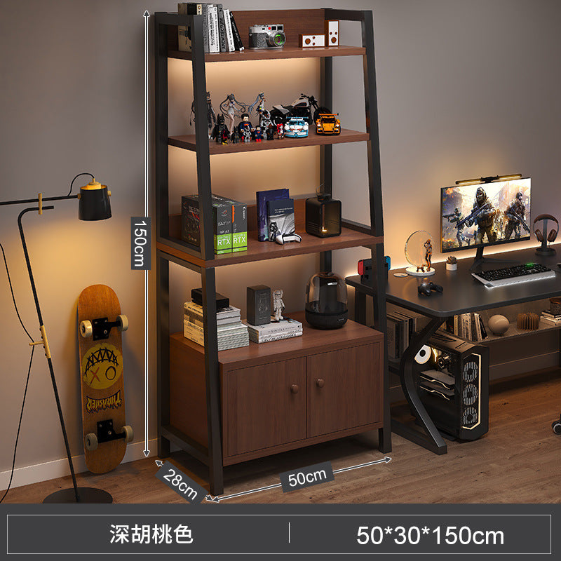 Shelf Floor-to-ceiling storage shelf Multi-layer bookshelf E-sports room Computer table Locker Wrought iron trapezoidal display shelf