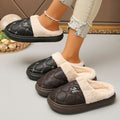 Exportplus size bag and cotton slippers winternew arrival leather waterproofnon-slipthick solecouplefleece-linedthickened wool slippers