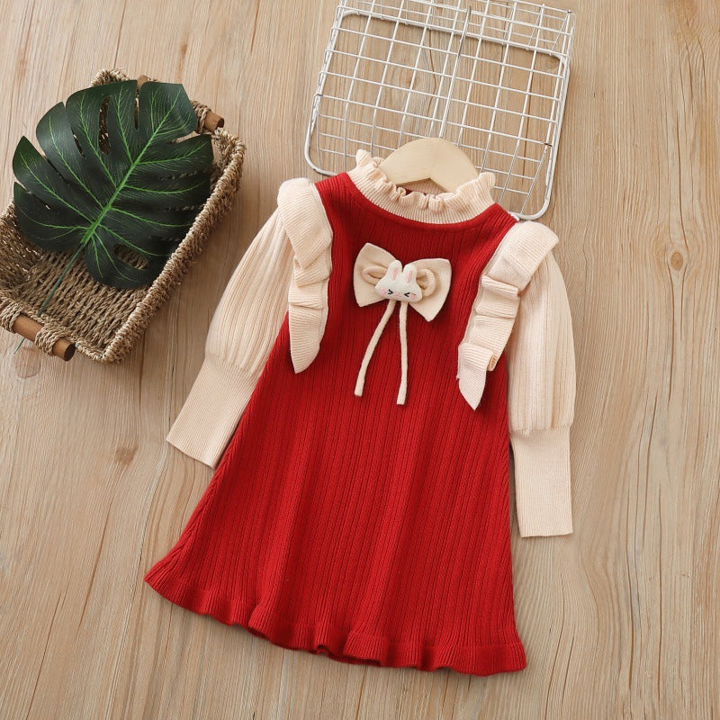 Girls' knitted sweater dress with bow detail - new autumn/winter  collection