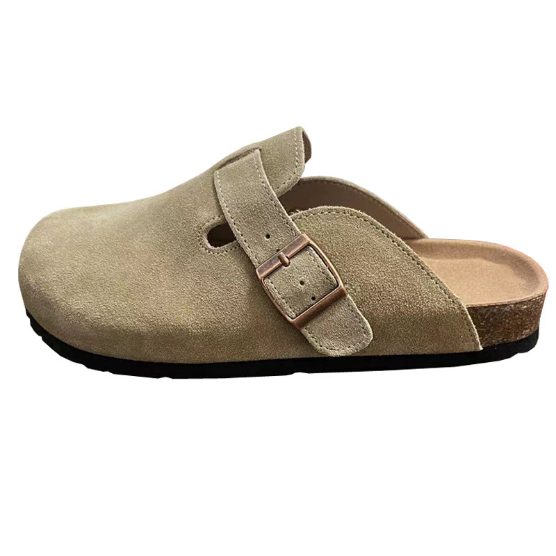 Birkenstock boots women's 2025 new spring closed-toe half-slipper outdoor thick sole slip-on flat lazy sandals