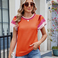 European and american cross-border e-commerce women's summer new arrivals:   pullover crew neck knitted top short sleeve sweater