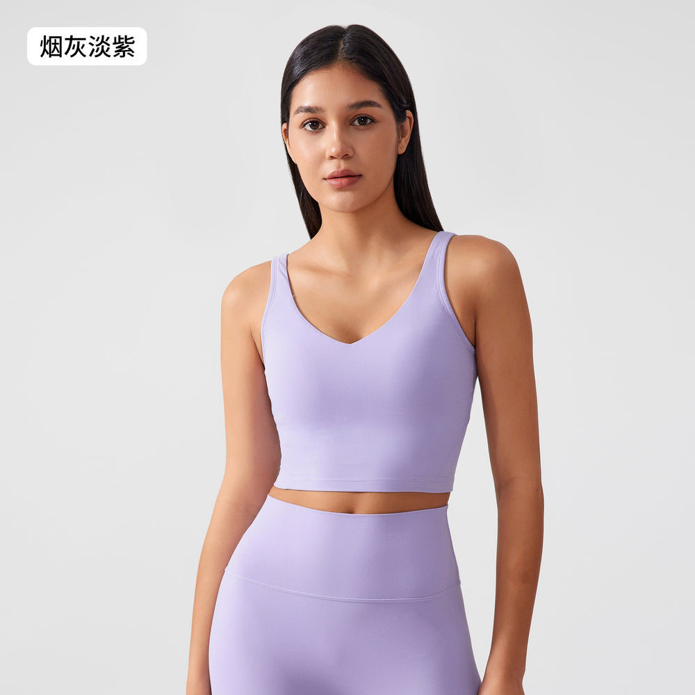 Fixed breast pad vest style sports bra naked shaping yoga intimatesu-shaped back fitness topsag001
