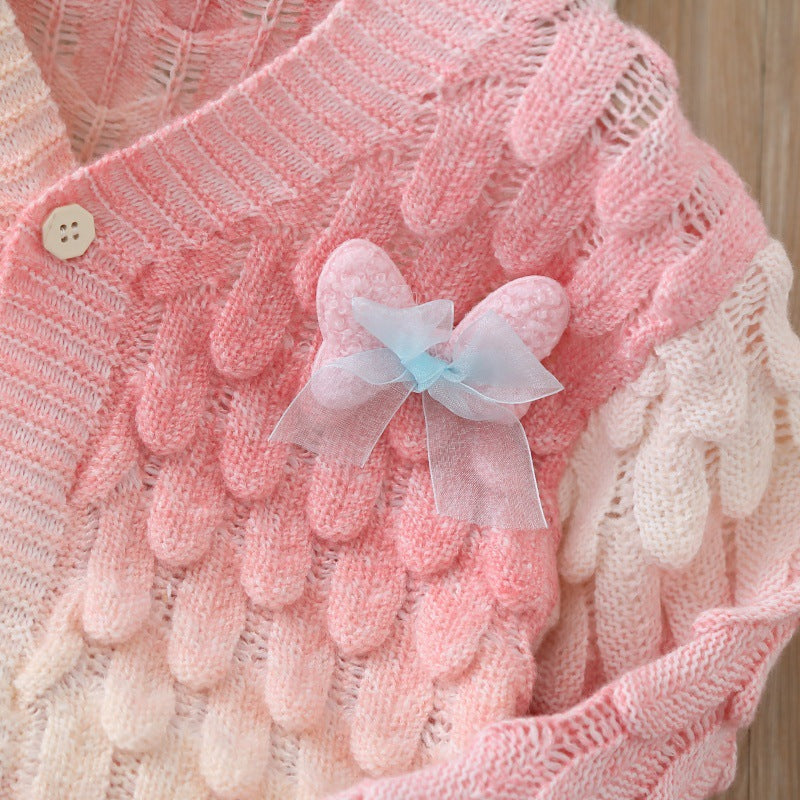 Fall and winternew arrivalgradient colorfulcardigantutu skirtcute princess cardigansuit