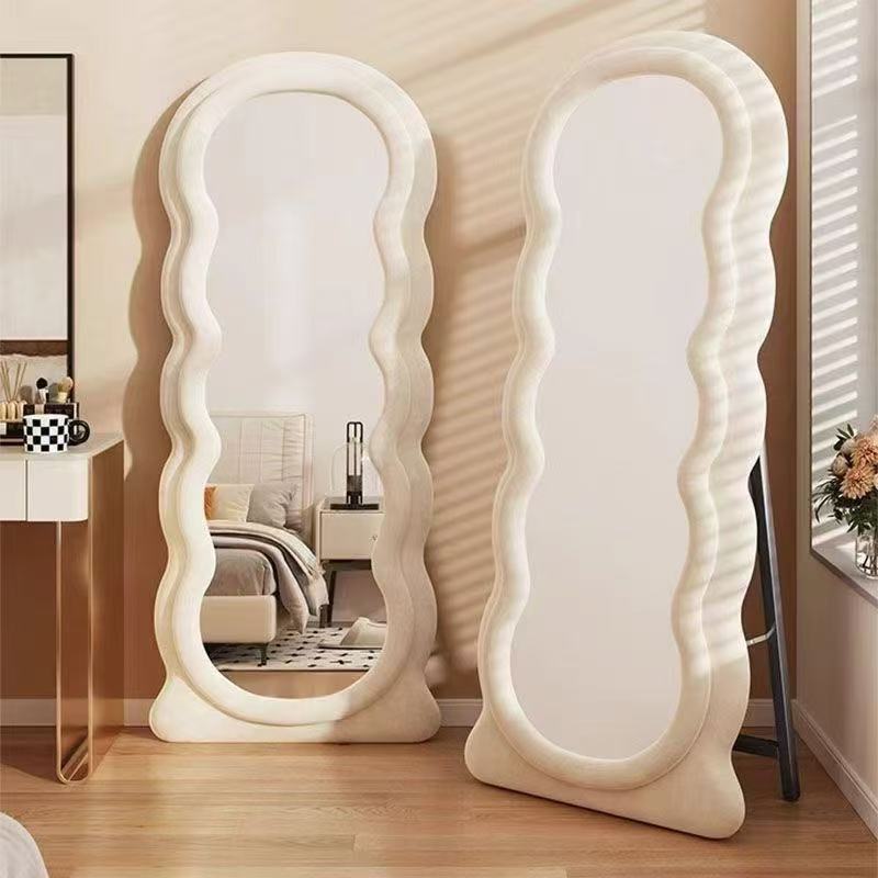 Dressing mirror douyin internet celebrity same style mirror wavy full-length mirror ins bedroom for home floor-standing full-length fitting mirror