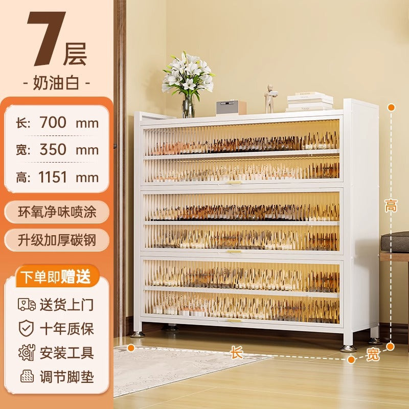 Shoe cabinet steel for home door all-in-one multi-layer dust-proof shoe rack entrance large-capacity storage cabinet metal storage shelf