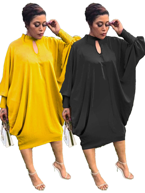 [Spot] VK2238 Sexy European and American Fashion Crew Neck Solid Color Dress