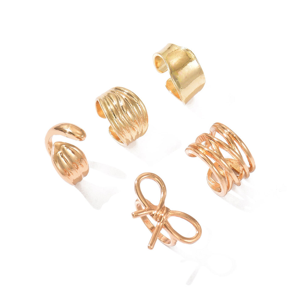 Bow ring set wholesale european and american irregular metal niche lava ring line glossy open hand jewelry