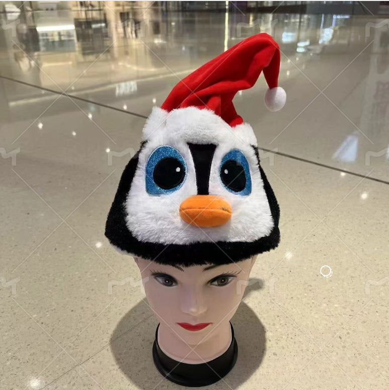 Christmas atmosphere hat - adult & kids cartoon style - santa & snowman - swaying, singing, musical, and light-up