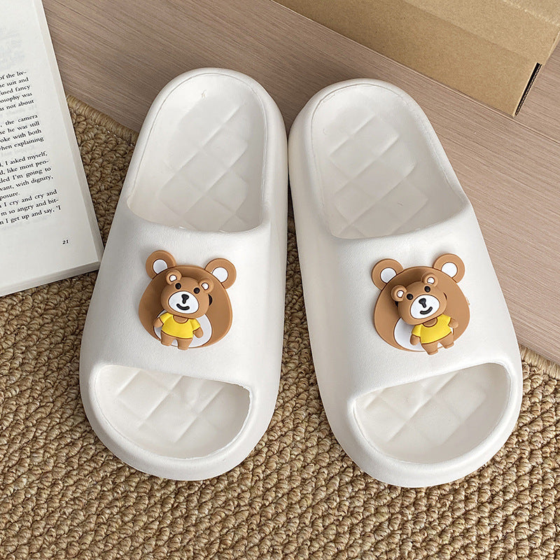 Rotate bear slippers women's eva thick solesummeroutwearcute indoor home bathroom non-slip deodorizing filter one-piece sandals