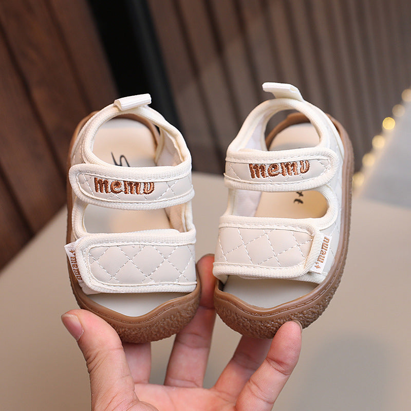 Korean style fashion baby first walker shoes, comfortable soft sole lightweight sandals for boys and girls, toddler closed-toe sandals with toe protection, beach shoes