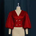 Am211114v neck lantern sleeve button cardigan silmshort party women's shirt tops