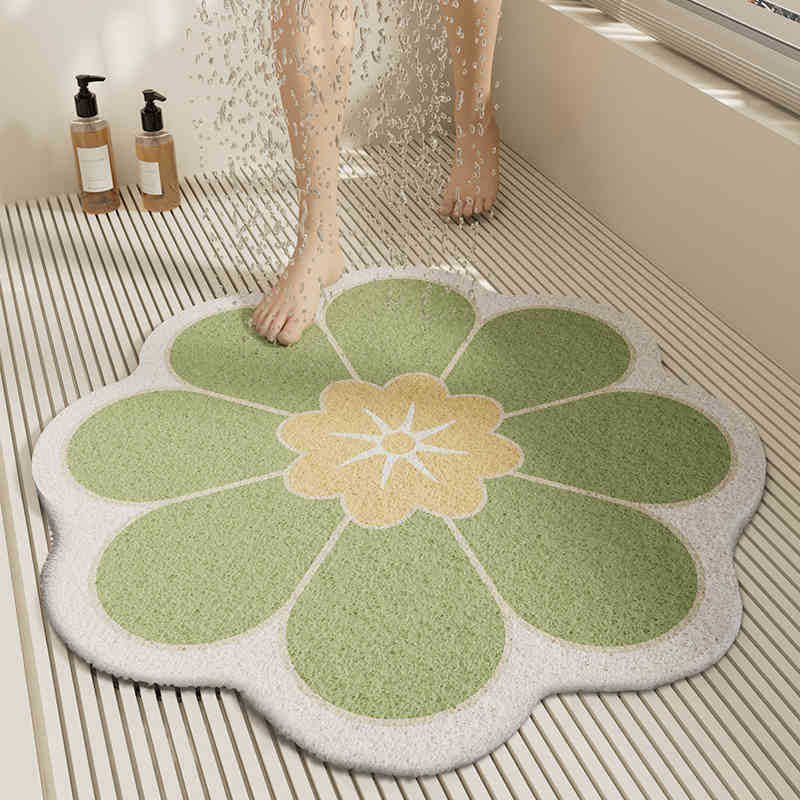 Special-shaped flower bathroom non-slip floor mat cut out wire loop shower room anti-fall foot mat bathroom bathtub drain foot mat
