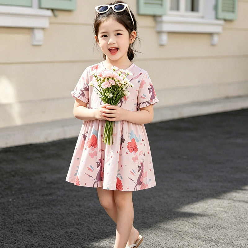 Girls' summer dress: new short-sleeve sweet & stylish princess dress for baby girls, toddler & little girl summer collection