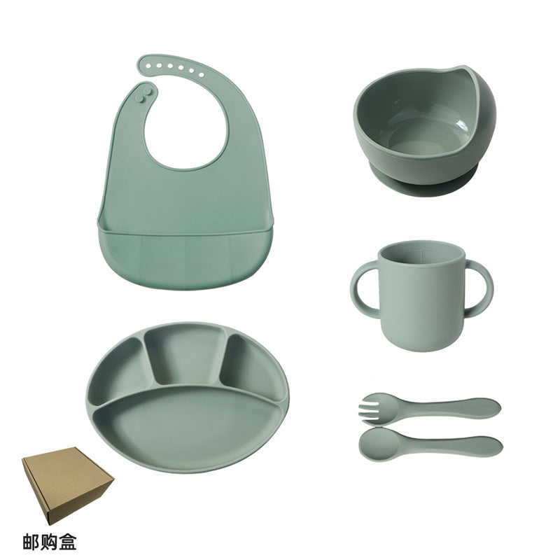 best-selling children's feeding utensil set, food-grade silicone baby food bowl, divided plate, baby spoon