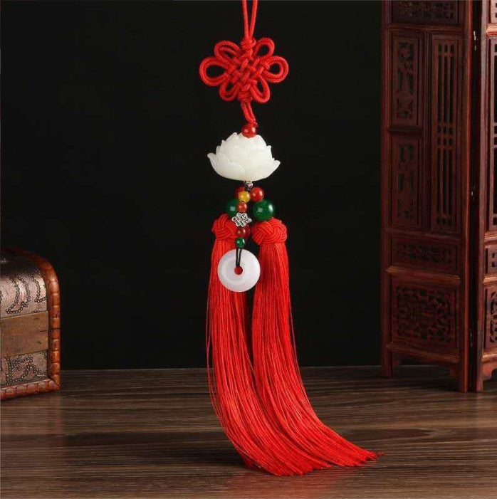Car pendant car rearview mirror lotus jewelry pendant chinese style step by step lotus car interior decoration supplies collection
