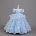 Girls' long mesh ball gown -  new collection - flower girl wedding dress, evening gown, elegant and graceful attire